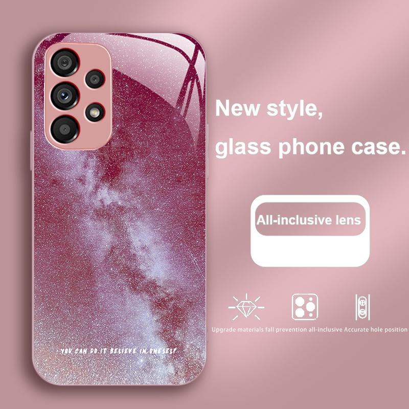 Brilliant Starry Sky For Samsung Galaxy S23 24 Plus S20 21 FE S25 Ultra A70 72 73 51 52 53 Tempered Glass Phone Case
