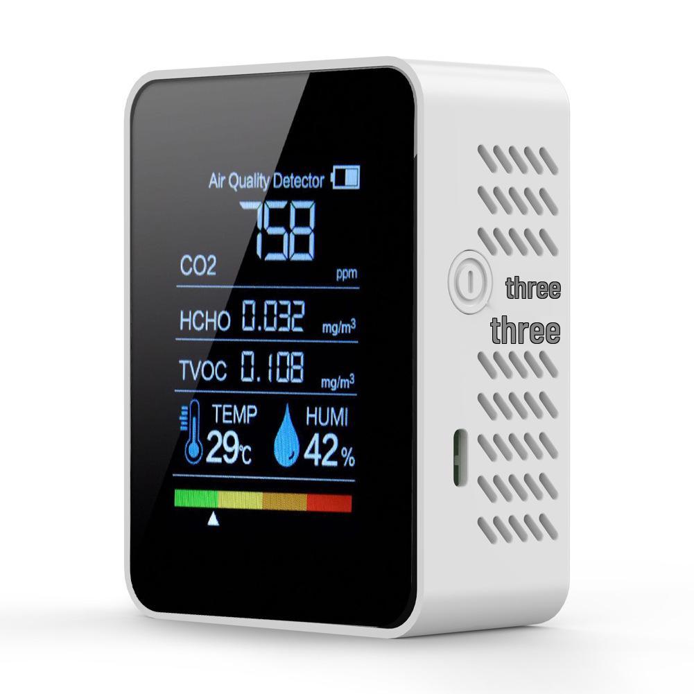 5-in-1 Air Quality Detector: Formaldehyde, CO2, Temperature, & Humidity Monitor M8 White