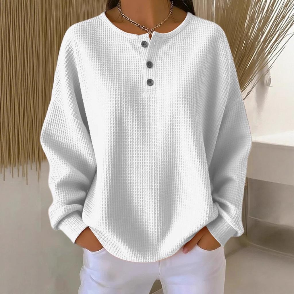 A New Solid-color Pullover Loose Top with A Fashionable Round-neck for Autumn and Winter