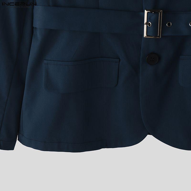 INCERUN Men Lapel Long Sleeve Front Cross Casual Loose Blazer Coats