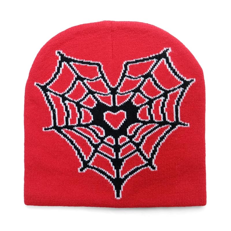 

[NAMEOF] spider web jacquard beanie knit hat hat watch cap Y2K 00s sporty grunge fashion South Korea street fairy grunge unisex men s ladies (JP,