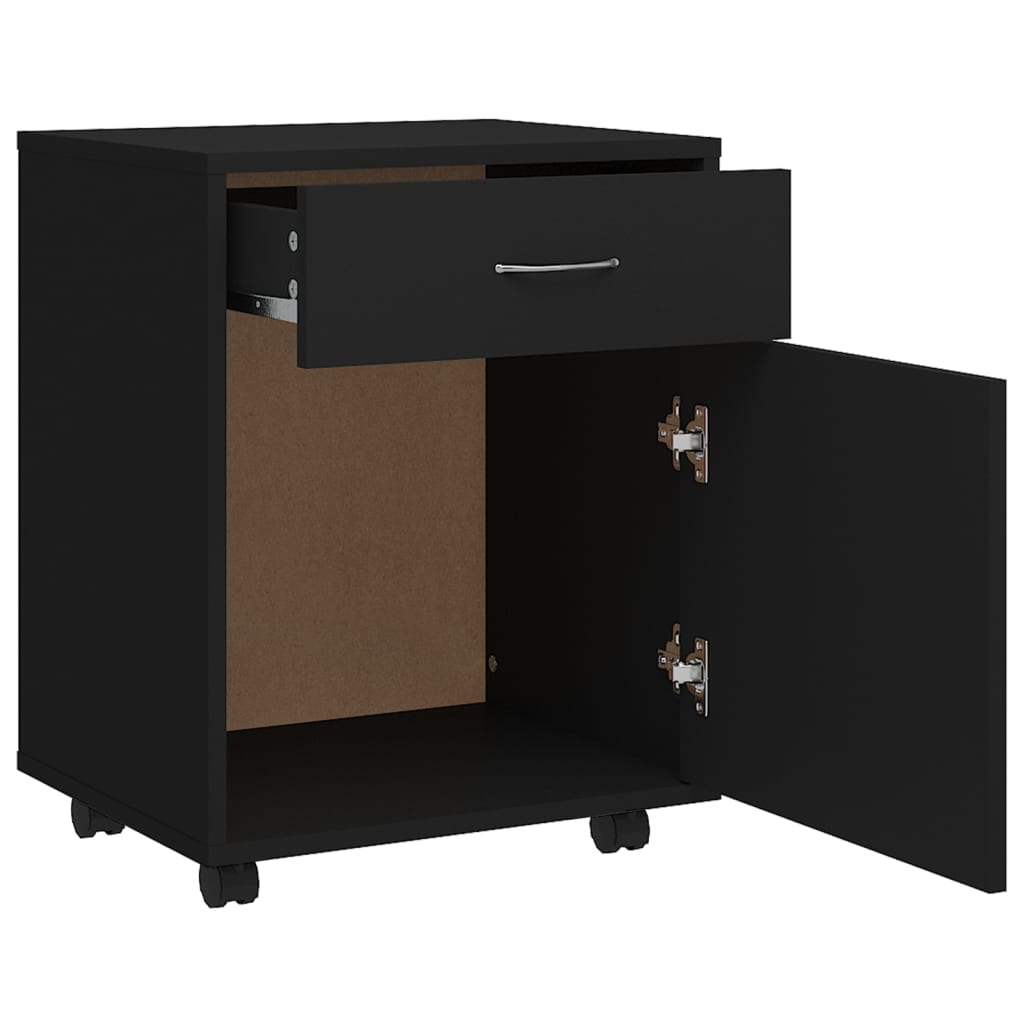 Mobile Cabinet in Black 45 x 38 x 54 cm Particleboard