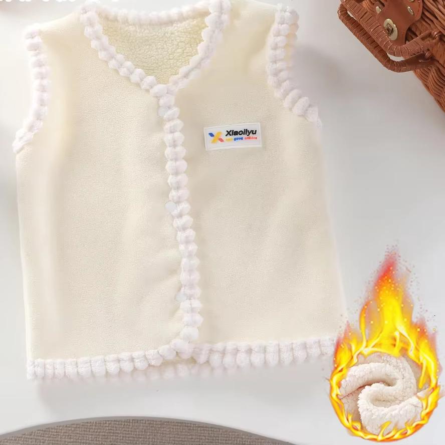 

Жилет для девочек и мальчиков весна осень новый бархатный утолщенный сохраняющий тепло повседневный простой модный милый корейский активный винтажный милый мягкий 100