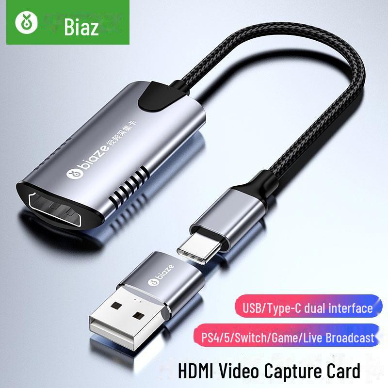 Biaz 4K HDMI Video Capture Card for Switch, NS, PS5/4, Game Consoles, Phones, Cameras