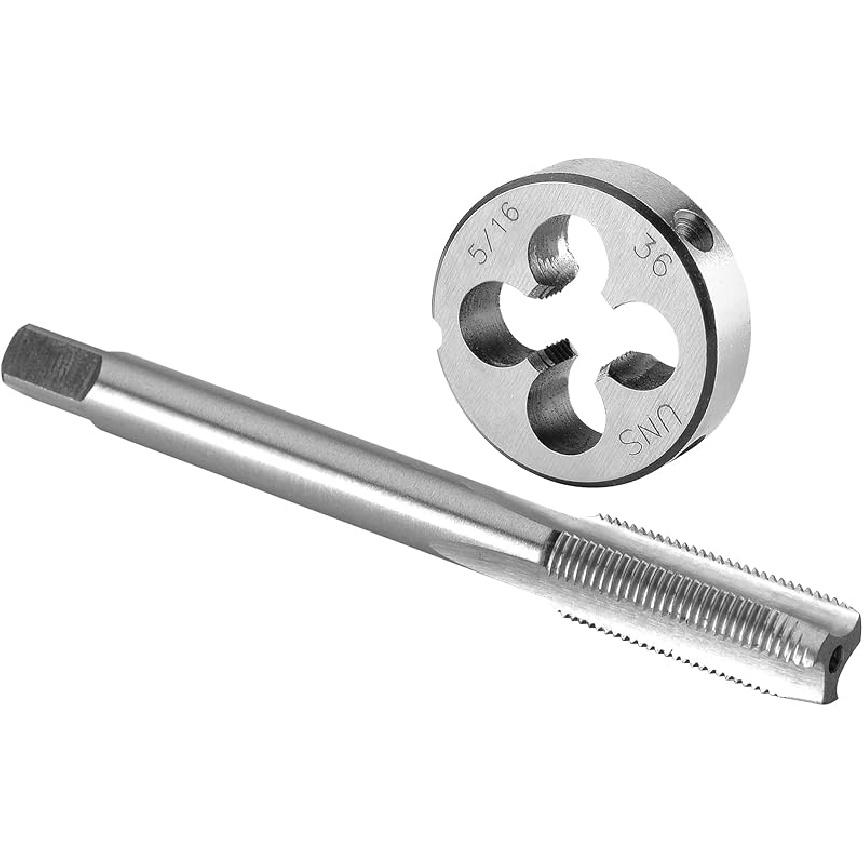 Burkit 5/16"-20 UN Tap and Die Set, 5/16 x 20 UN Machine Thread Tap and Round Die Right Hand