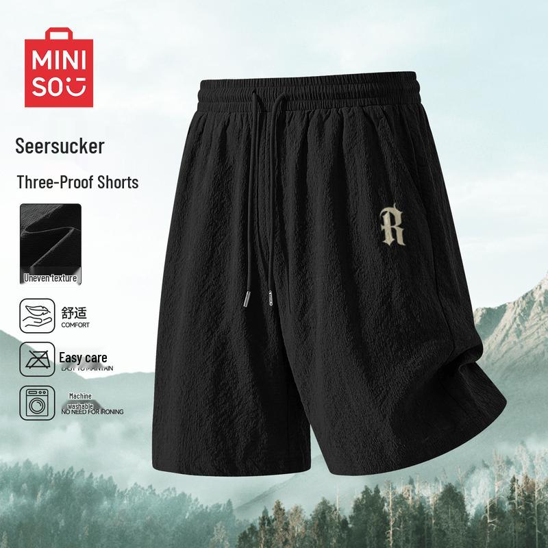 MINISO Men s Casual Retro Loose Textured Shorts XL
