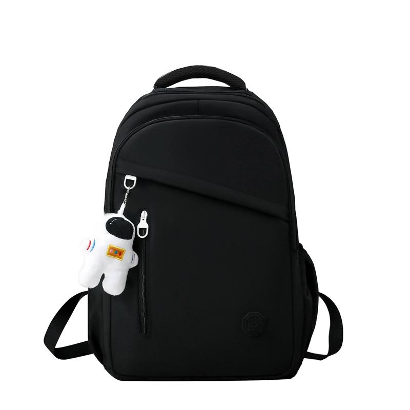 New student schoolbag, girls' large-capacity weight reduction, light solid color simple junior high school backpack