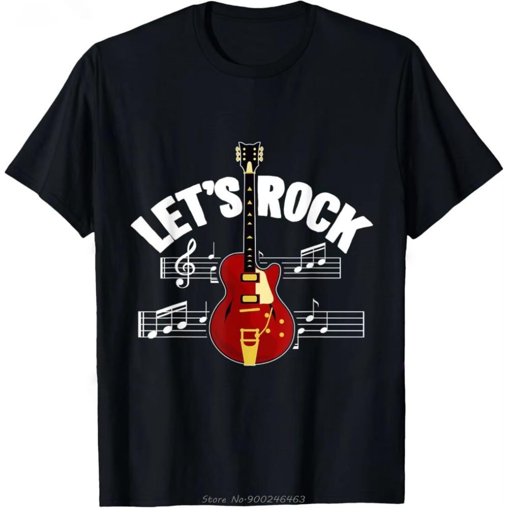 Lets Rock Electric Guitar Music Lover Band Guitarist Retro Women Men TShirt Summer Oversized Tshirt Fashion Causal T Shirt Tee