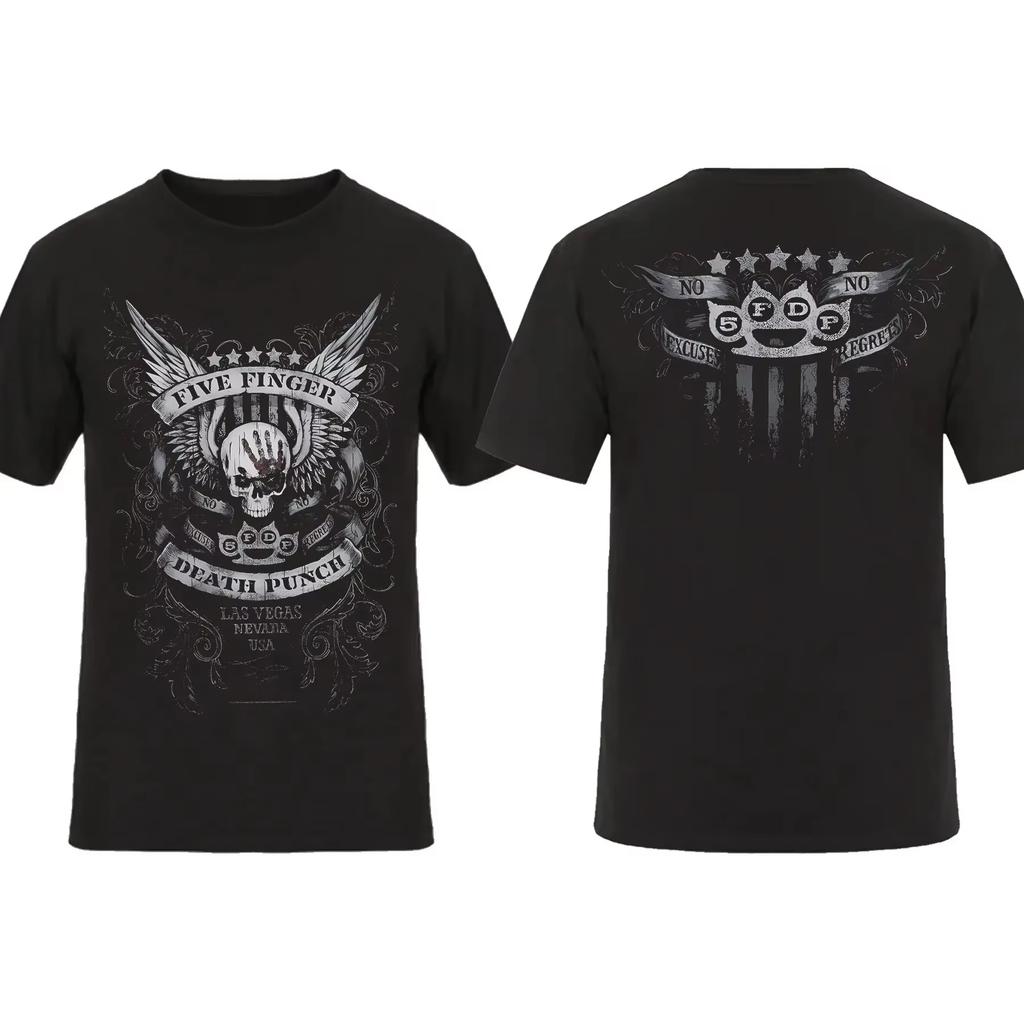 Men's Women T Shirt Biker Skully Black By Five Finger Death Punch Youth Cotton Tops Tees Streetwear Loose Casual Trendy Vintage
