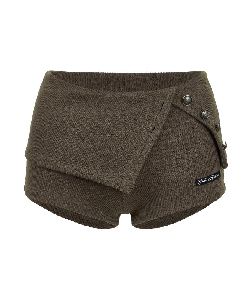 GILAARCHIVE 4-Button Knit Shorts_Khaki