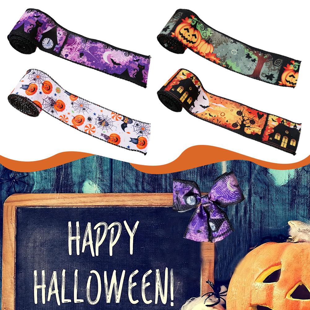 Cartoon Halloween Gift Wrap Ribbon Polyester Grosgrain Satin Ribbons Happy Halloween Party Decoration Packaging Supplies