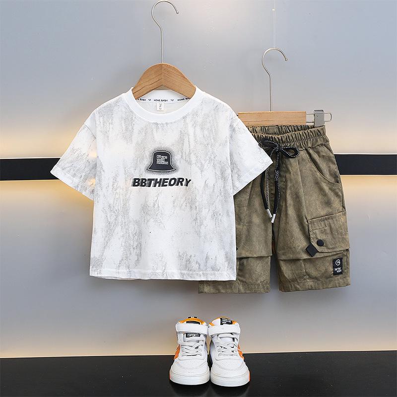 

2025 Модный летний комплект с коротким рукавом для мальчиков - Стильная легкая детская одежда 90 cm белый