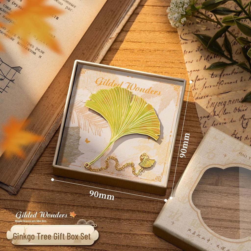 Teacher's Day Retro Leaf Metal Bookmark – High-Value, Creative Gift Box with Leaf Veins Design.