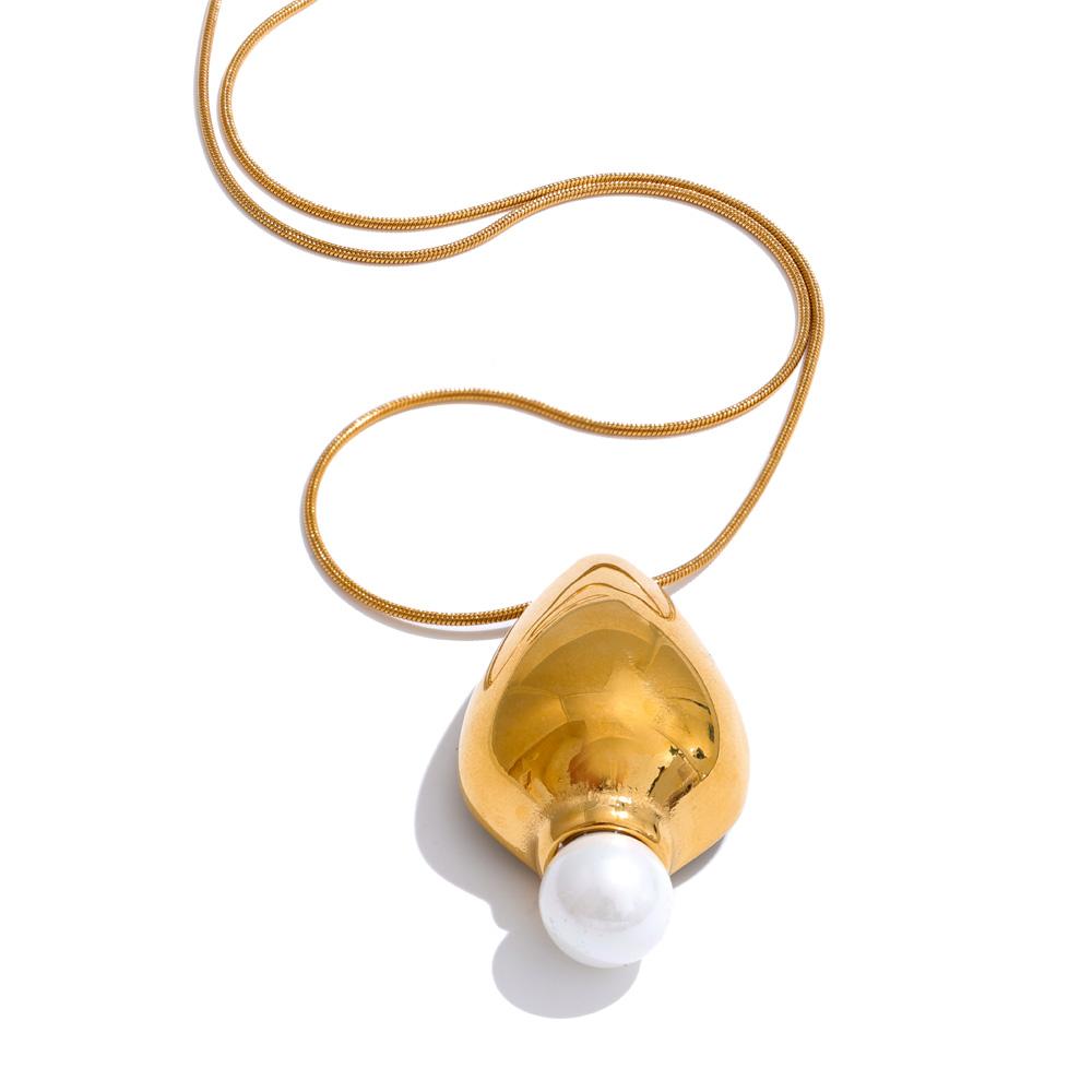

Yhpup Artificial Pearl Cast Fashion High Quality Necklace 2025 Stainless Steel PVD Plated Waterproof Snake Shape Jewelry