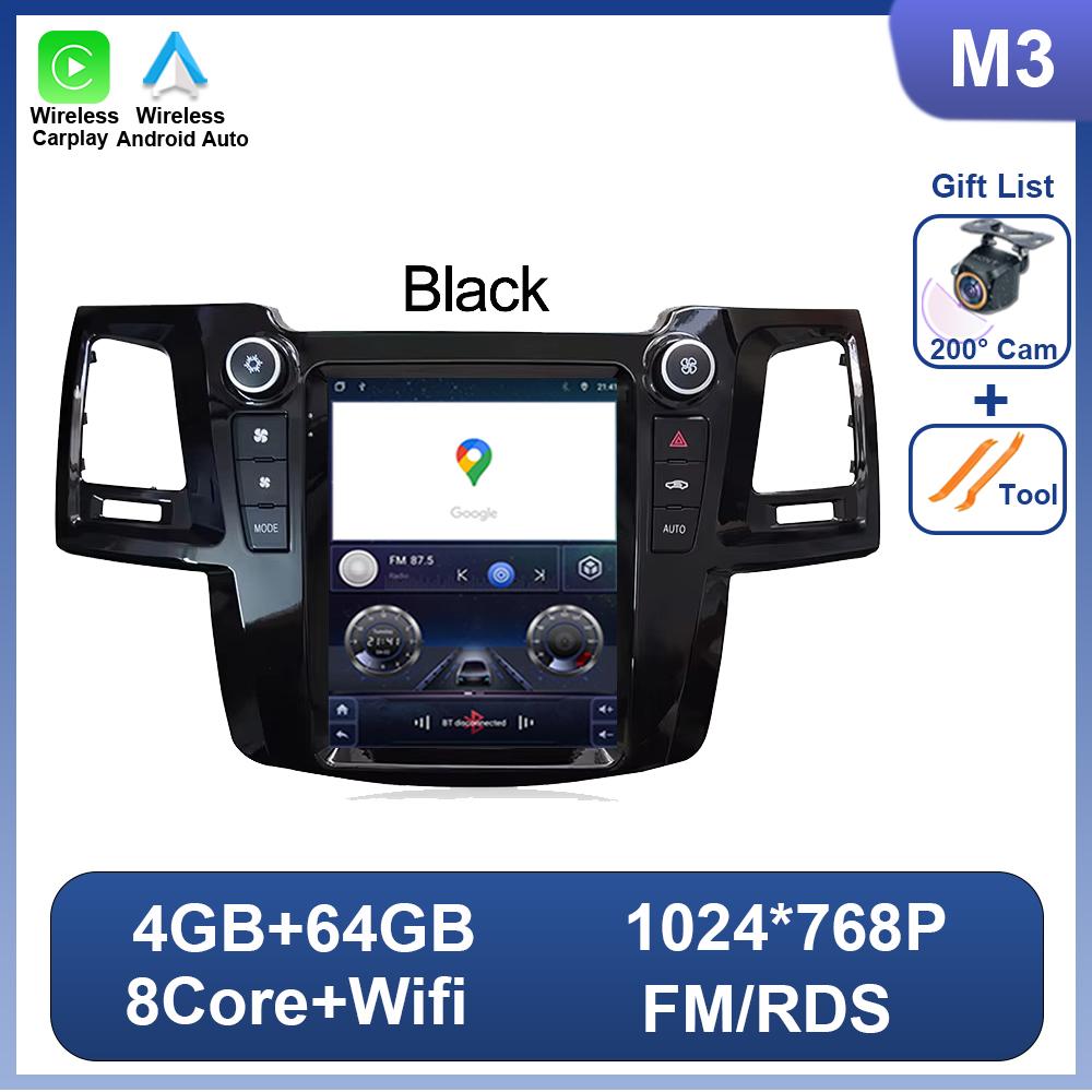 9.7 Inch For Toyota Fortuner Hilux MT Revo 2005 - 2015 For Tesla Style Car Radio Multimedia Video Player 2 Din Android 14 DSP