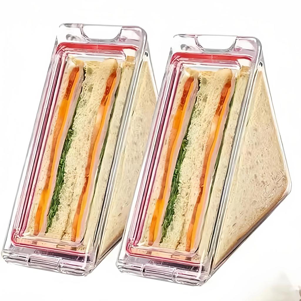 1 Stück tragbarer dreieckiger Sandwich-Behälter Acryl wiederverwendbare Sandwich-Boxen und Lunch-Keilboxen mit Deckeln für Kinder