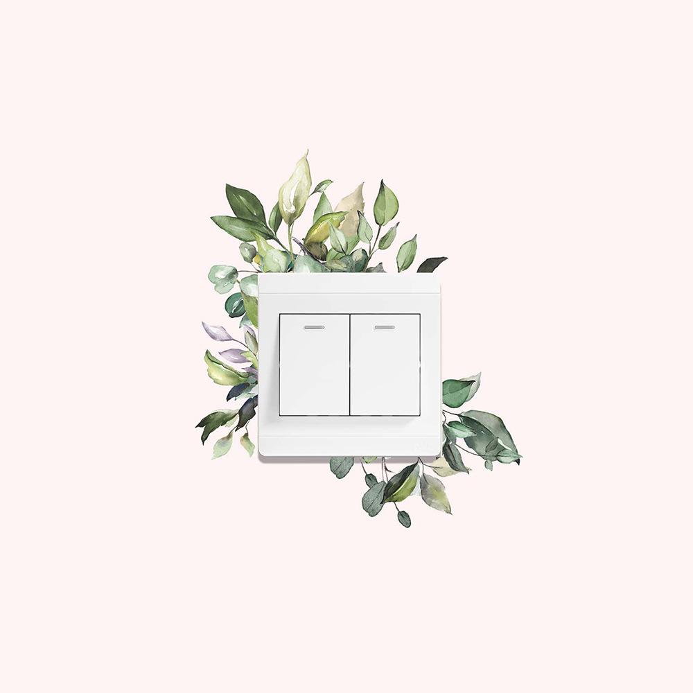 Painted Green Plant Leaf Switch Stickers for Bedroom Living Room Entrance Hall and Home Beautification Wall Stickers