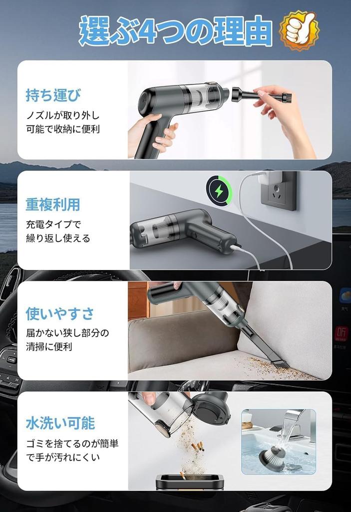 DAYUIRA Handheld Vacuum Cleaner Powerful Car Vacuum 5 4000mAh USB for Keyboard Furniture Car Interior Home Commercial Includes Japanese Instruction