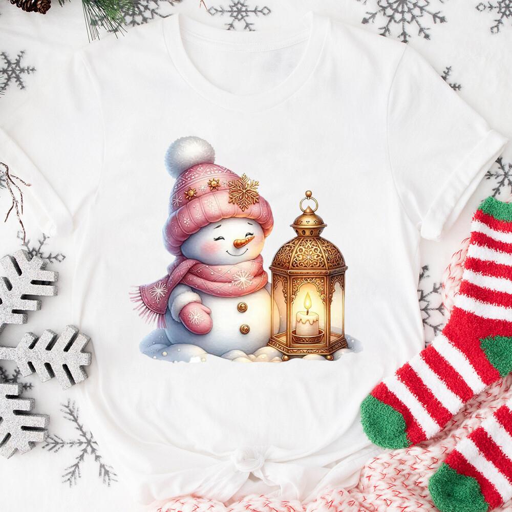 

Christmas Pink SnowUnisex Tshirt Christmas Activities TShirts Women Unisex Casual Tops White TShirt Graphic TShirt Streetwear S