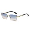 New square fashion sunglasses European and American personality borderless leopard decoration personality trimmed PC sunglasses