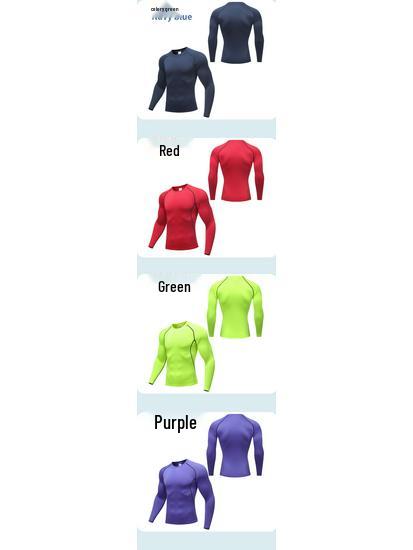 Solid Color Long Sleeve Quick-Dry Athletic Base Layer - Breathable, Elastic, Sweat-Wicking for Running, Basketball, and Football.