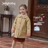 JELLYBABY Girls' French Style Plaid Trench Coat