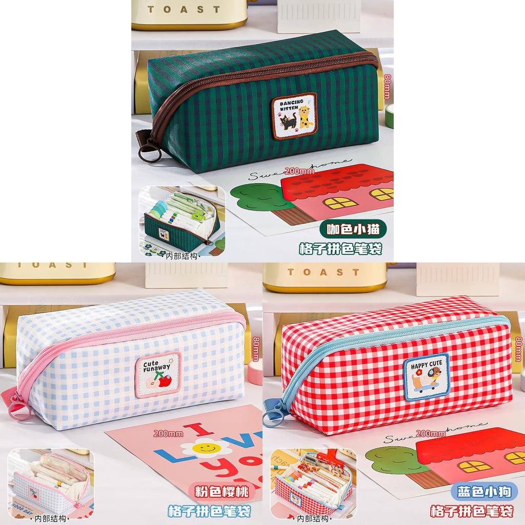 Cartoon Large Capacity Prism Grid Pen Case With Cute Dopamine Design For Students And Office Use