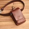 Men's Leather Waist Bag Trendy Men's Outdoor Sports Top Layer Cowhide Leather Bag Crazy Horse Leather Multifunctional Hanging Belt Mobile Phone Bag