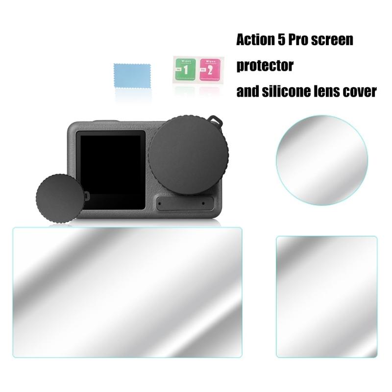 Full Protections Including Tempered Glass Screen Protectors Flexible Camera Lens Caps Durability Housing for Action 5Pro