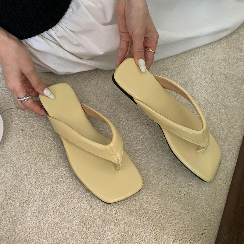 Fashion Summer Beach Flip flops Women Flats Slides Slippers Shoes Female Footwear Fashion Square Toe Ladies Flats Slippers Sandals Shoes