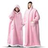 Dames Ekstra Lang Flanell Julepyjamas Morgenkåpe med Vertikal Lomme og Koseteppe Sett - Fortykket for Varme