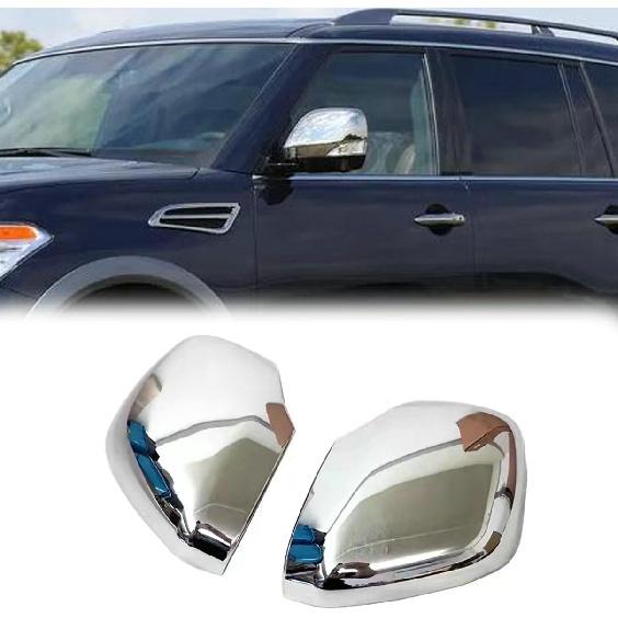 1Pair Chrome Exterior Side Mirror Cap Cover Decorative Rearview Mirror Cover For Nissan Armada 2017 2018 2019 2020 2021 2022 2023 (Not Replacement)