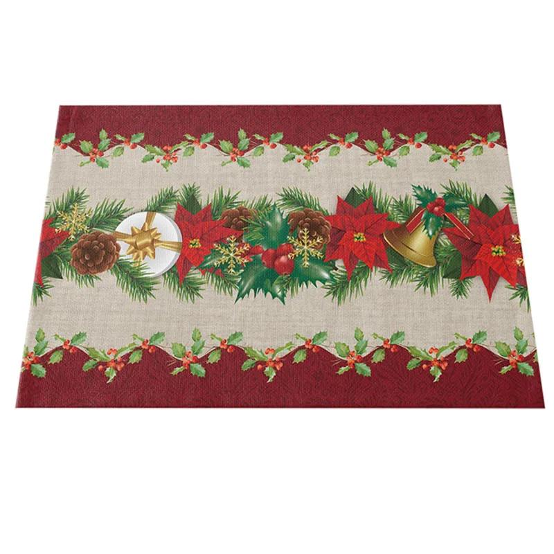 NOVÝ Lněný Vánoční Květ Poinsettie Tištěný podložka pod talíř Látkový podložka pod šálek na kávu a čaj jídelní prostírání do kuchyně