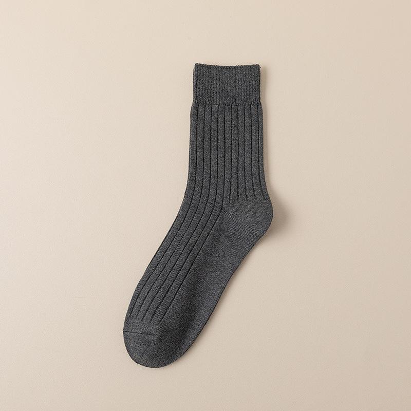 Calzini Uomo Autunno/Inverno Cotone Pettinato Fine Calzettoni a Mezza Gamba Casual Traspiranti Calzini in Puro Cotone Retro Business Calzettoni Lunghi
