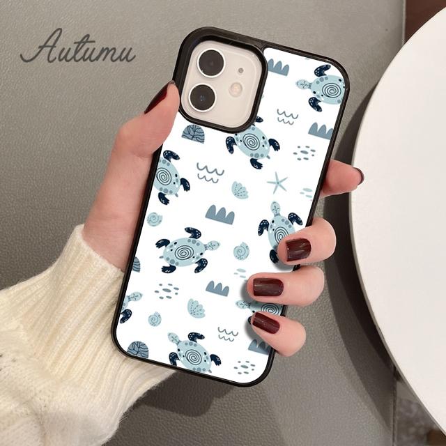 Cute Sea Turtle Phone Case for iPhone 11 12 13 14 Pro Max Mini X XR XS SE 2020 5 6S 7 8 Plus Samsung Galaxy S21 S22 Cover Shell