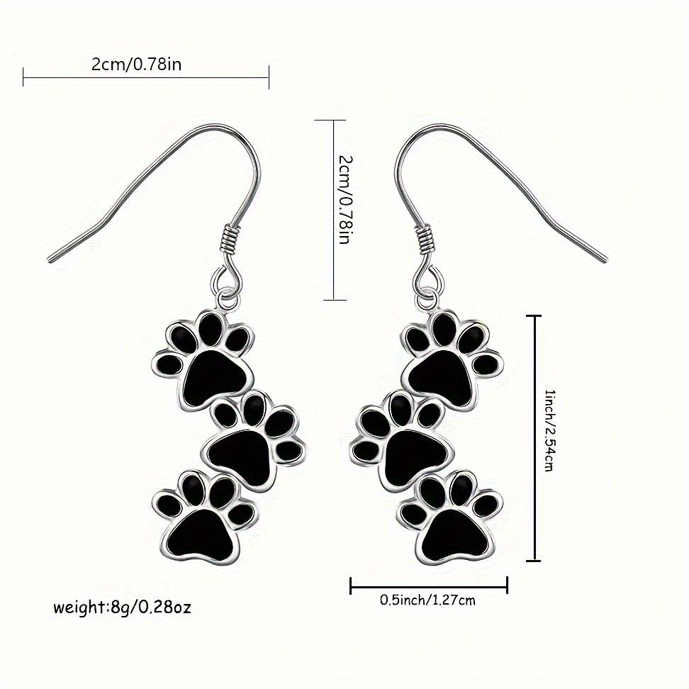 

1-Set Stylish Drip Oil Pet Footprint Earrings Ladies European American Creative Simple Gift Hanging Earrings