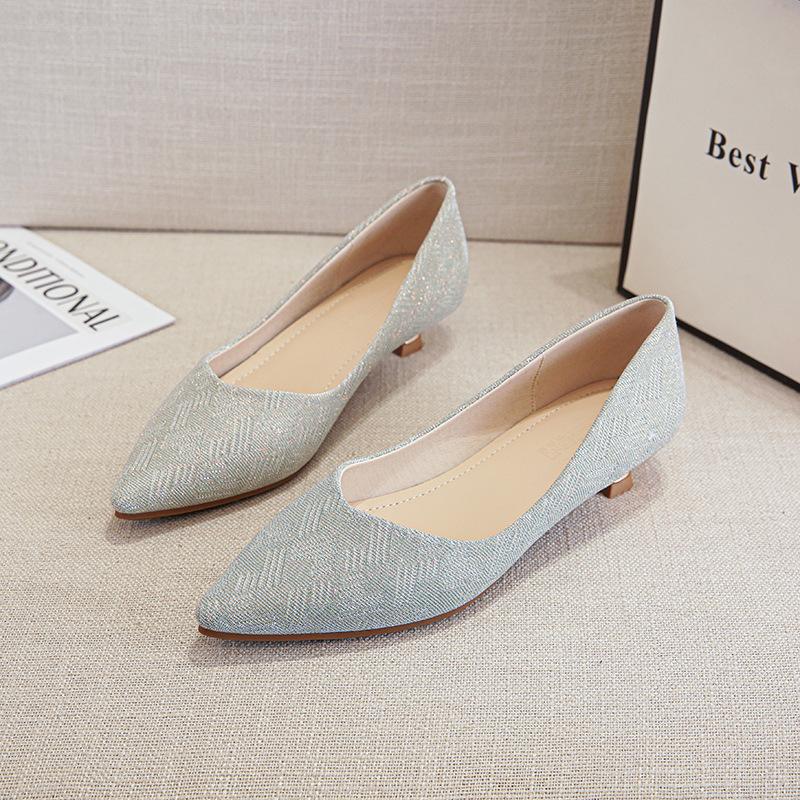 Casual Thin Heel Small Size 33 34 Single Shoes Women's New Shallow Mouth Fairy Large Size 41-43 Low Heel Simple Women's Shoes