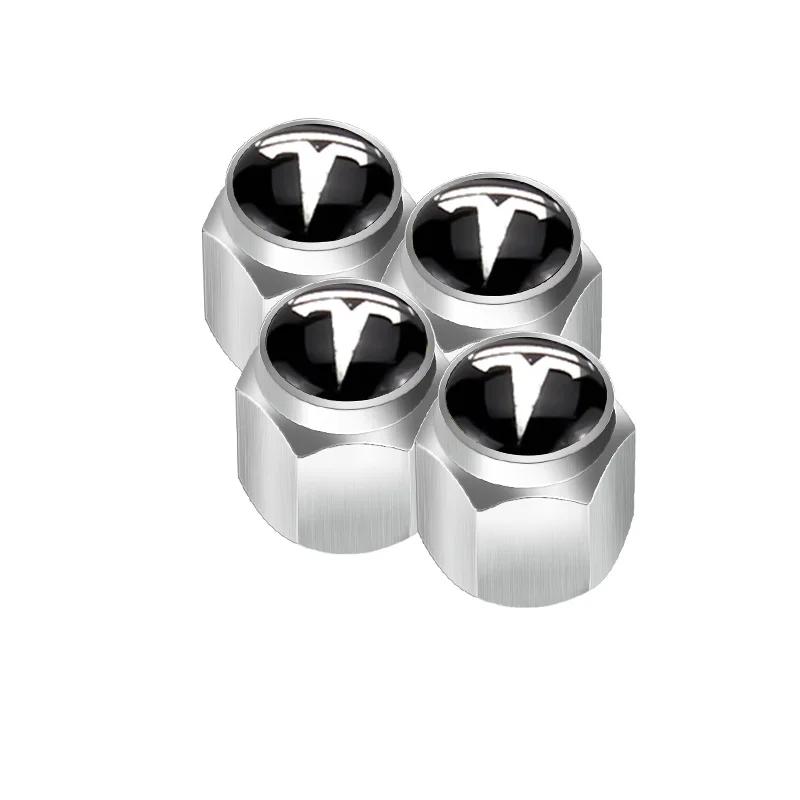 

4pcs Car Wheel Tire Valve Stem Caps with Wrench for Tesla Model 3 Y S X Roadster P75D P85D P90D P100D Auto Exterior Accessories