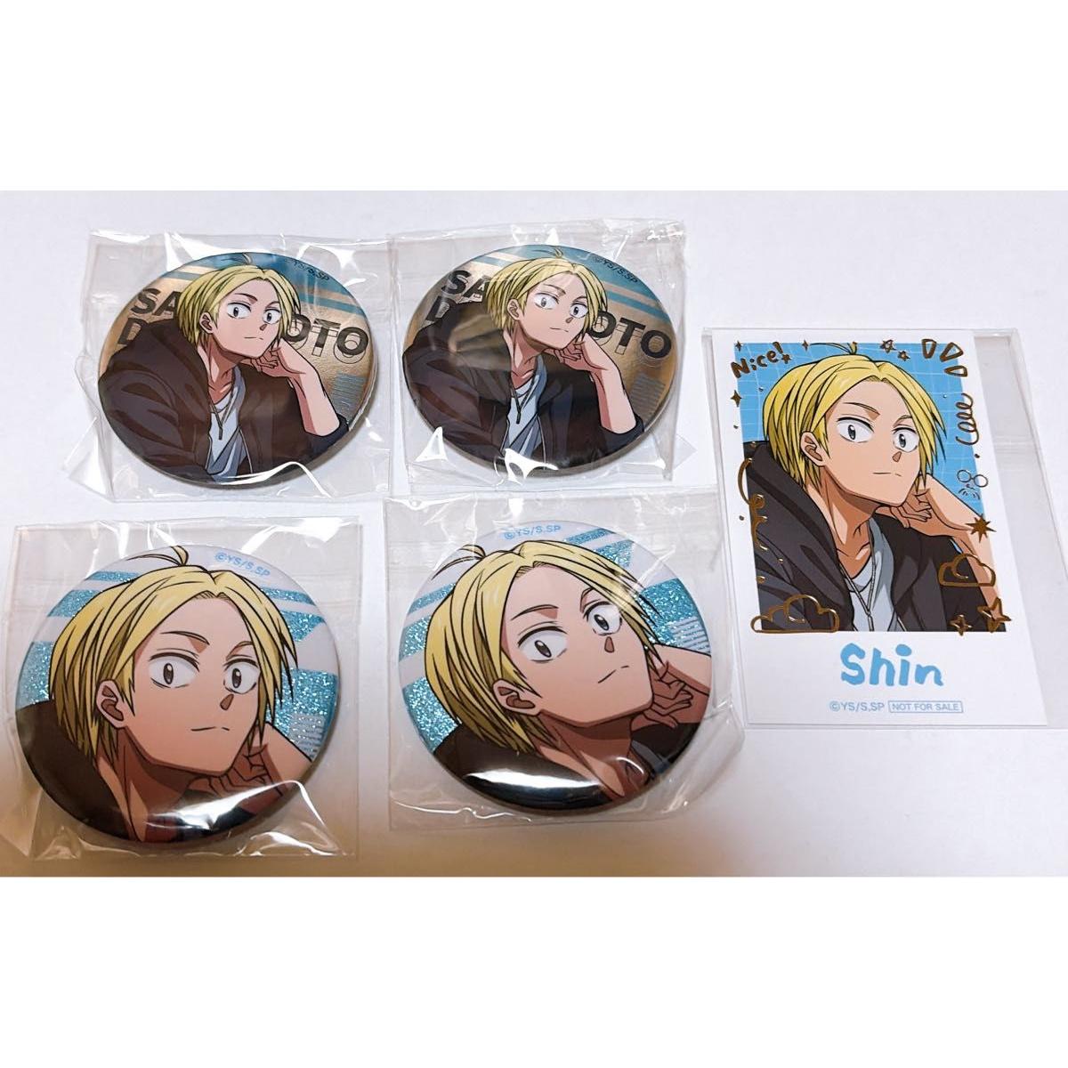 Used SAKAMOTO DAYS Thin Glitter Can Badge Hologram Can Badge Bonus Instant Photo Style Card