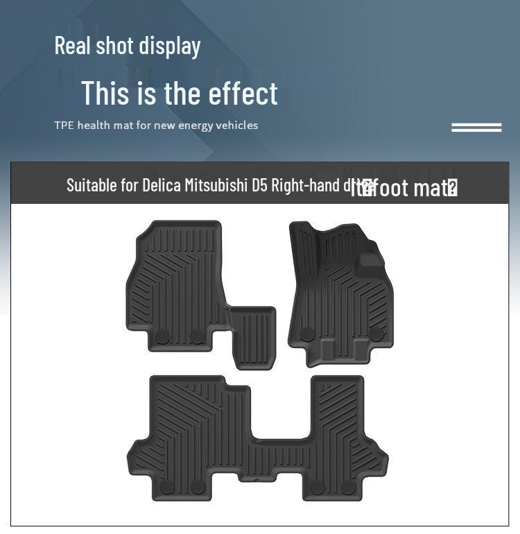 Waterproof, dirt-resistant TPE floor mats for 2019-2021 Mitsubishi Delica D5 right-hand drive vehicles.