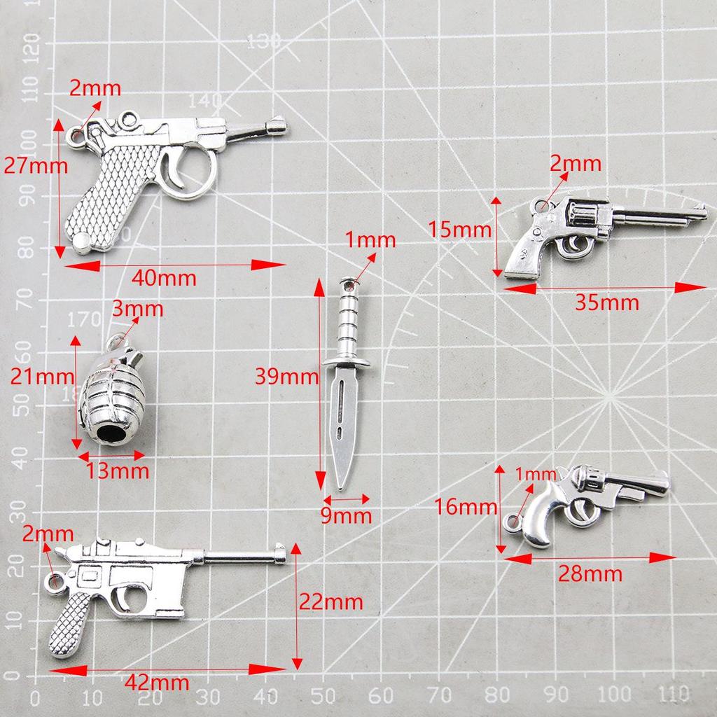 DIY Weapon Charm Pendants - Gun, Grenade, Dagger Models