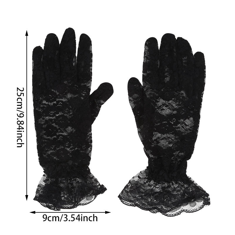 Women's Lace Floral Opera Tea Party Gloves Elegant Wrist Length Bridal Wedding Prom Gloves Costume Accessories