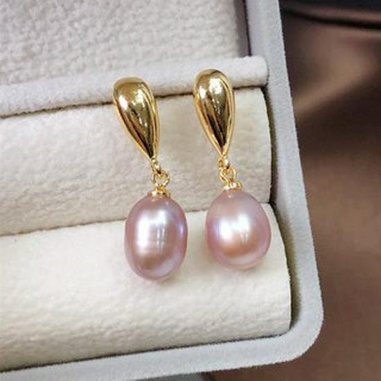 Elegant Rice-shaped Freshwater Pearl Earrings - Water Drop Studs, Simple and Stylish for a Queen.