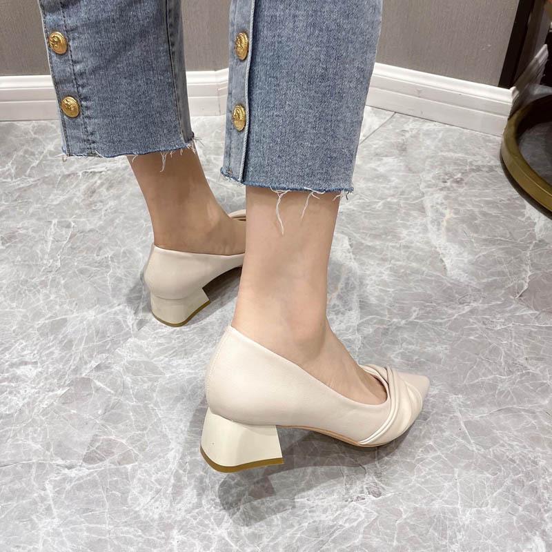 High heels thick heel pointed 2025 spring new wedding shoes Mary Jane shoes 2219-13 commuter style
