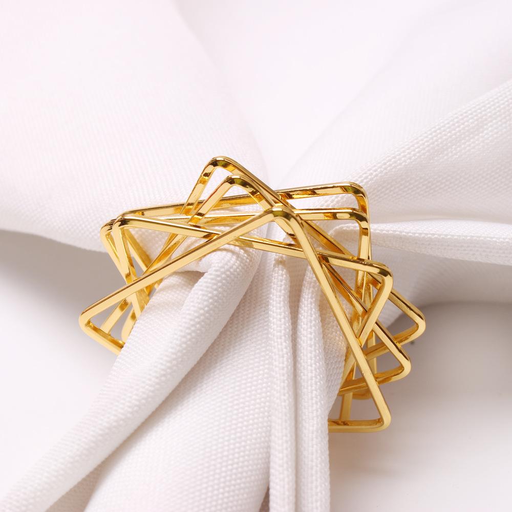 Holiday Star Napkin Rings Christmas Polygonal Five Pointed Star Napkin Holders for Table Setting