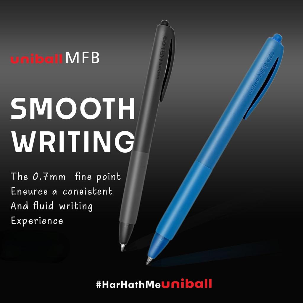 Uni-Ball MFB 0.7mm Black Ink Ball Pen Pack of 12 | Retractable Pen for Office, School & Home Use