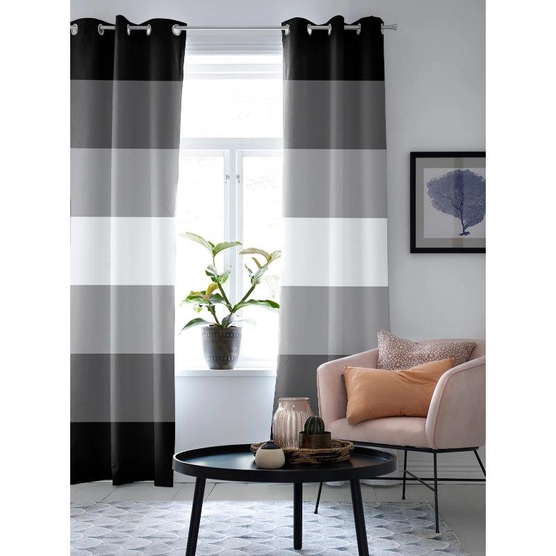 Black And White Gradient Stripes Window Curtains for Living Room Bedroom Curtain Modern Kitchen Blinds Drapes Curtains