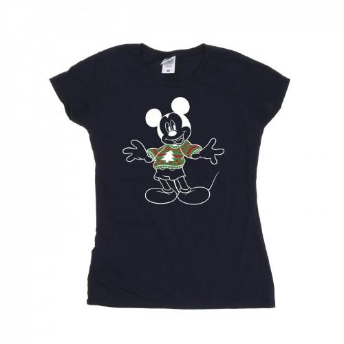 Disney Womens/Ladies Mickey Mouse Xmas Jumper Cotton T-Shirt