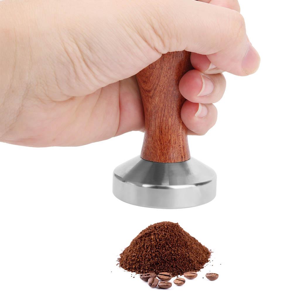 51mm Stainless Steel Coffee Tamper Wooden Handle Coffee Powder Hammer Press Tool Kitchen SuppliesFlat Bottom