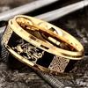 Wei Ya Pop Schwarz Gold Zweifarbiges Muster Herren Business Ring Vergoldet
